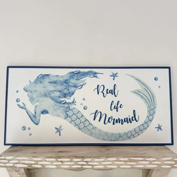 Real Life Mermaid Hanging Metal Sign 22” Nautical Beach Decor