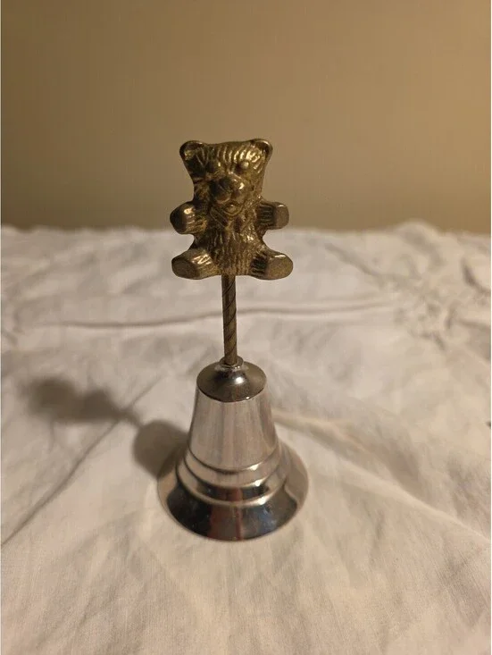 Vintage Silver Tone Bell With Solid Brass Bear Handle  4.50