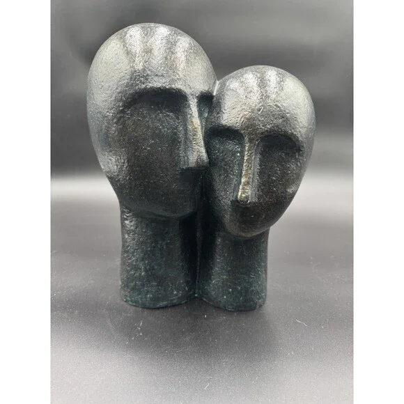 Gaubert Poly Resin Couple Head Sculpture