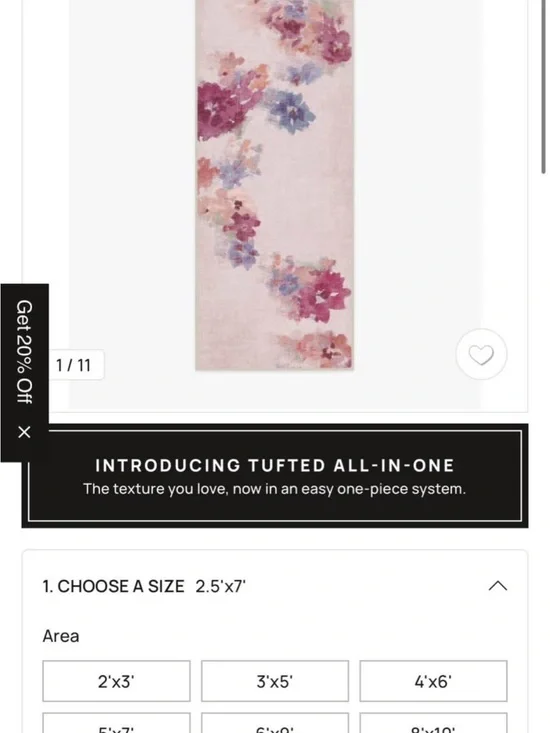Tufted Floral Runner Rug - Pink