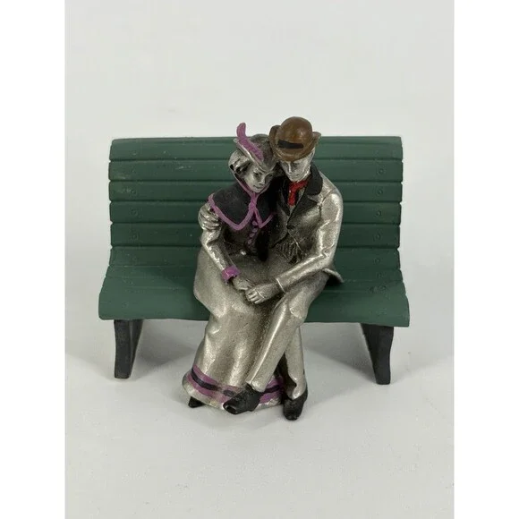 Hudson Pewter Villagers, Couple sitting on a Bench, 2 pc set