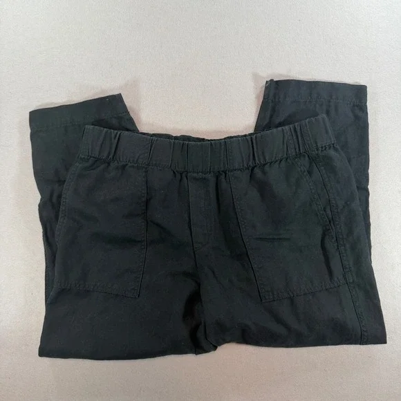 Banana Republic Mens Linen Blend Utility Pants Black Elastic Waist Large
