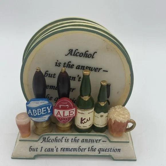 Alcohol is the answer forgot the question 4 coasters man cave bar accessories