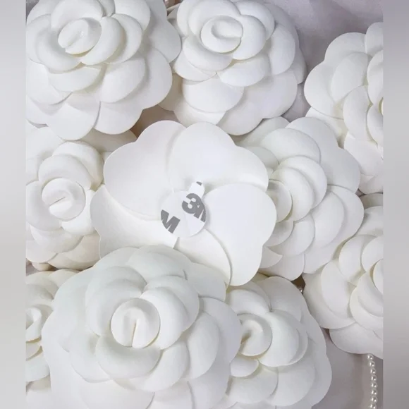 CHANEL White Camellia Flower 7.5cm Gift Wrap Packaging Accessory Authentic