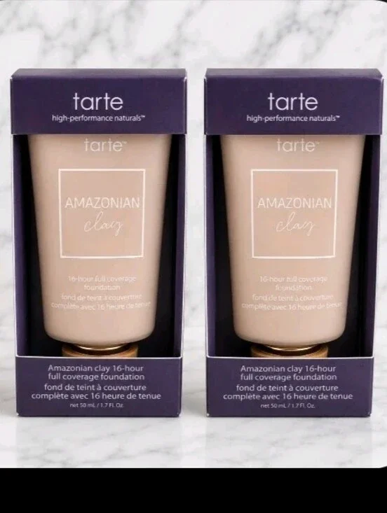 2x Tarte 22G LIGHT GOLDEN Amazonian Clay 16HR Hour Full Cover Foundation 1.7 oz