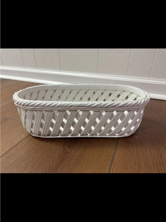 Tiffany & Co. White Woven Decorative Basket