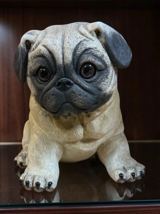 RARE Low #134 Kiyoto Ceramic Pug Figurine - Lifelike Glass Eyes Collectible