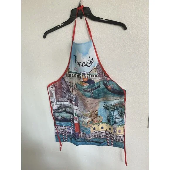 Venice Italy Travel Souvenir Cooking Apron Ponte Di Rialto Polyester Colorful