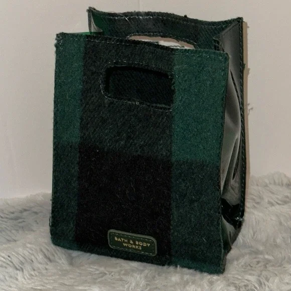 Bath & Body Works Green Black Buffalo Plaid Small Gift Tote Bag Holiday