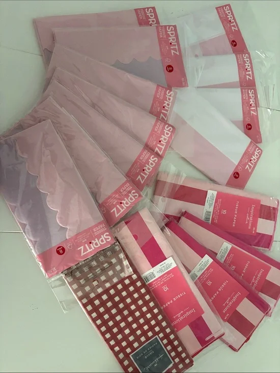 Lot of 16 Pink White Red Tissue Paper Packages Hallmark & Spritz