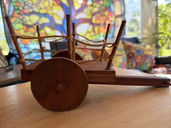 VINTAGE old wooden ox cart, folk art, Americana, primitive, PRAIRIE CORE 0879