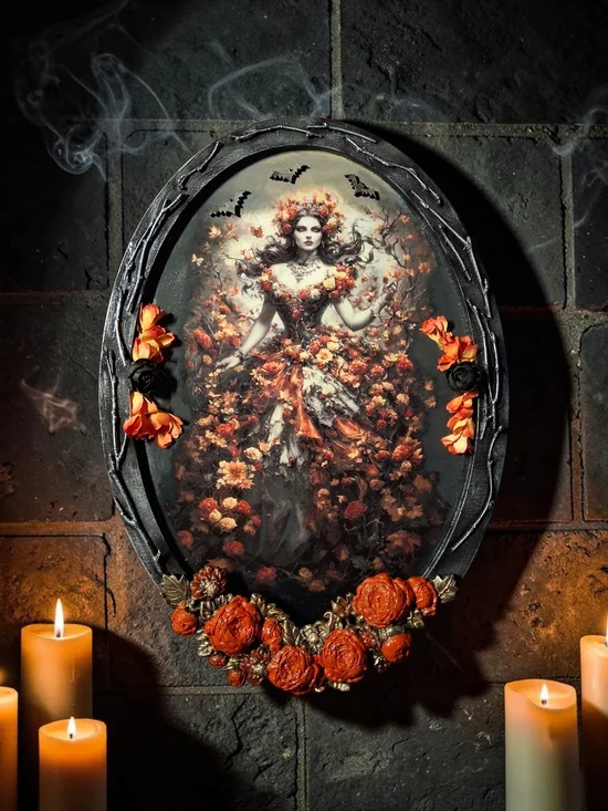 Halloween - Gothic Autumn Queen Handcrafted Wall Art