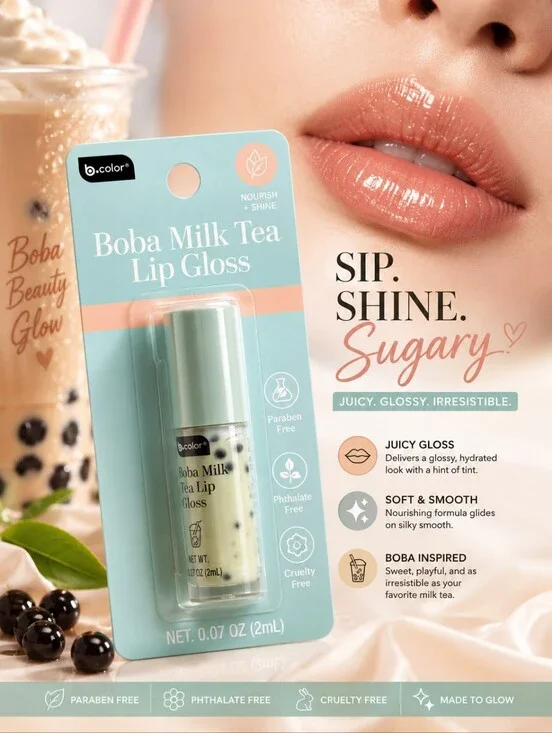 MATCHA BOBA MILK TEA SCENTED LIP GLOSS BY B.COLOR
