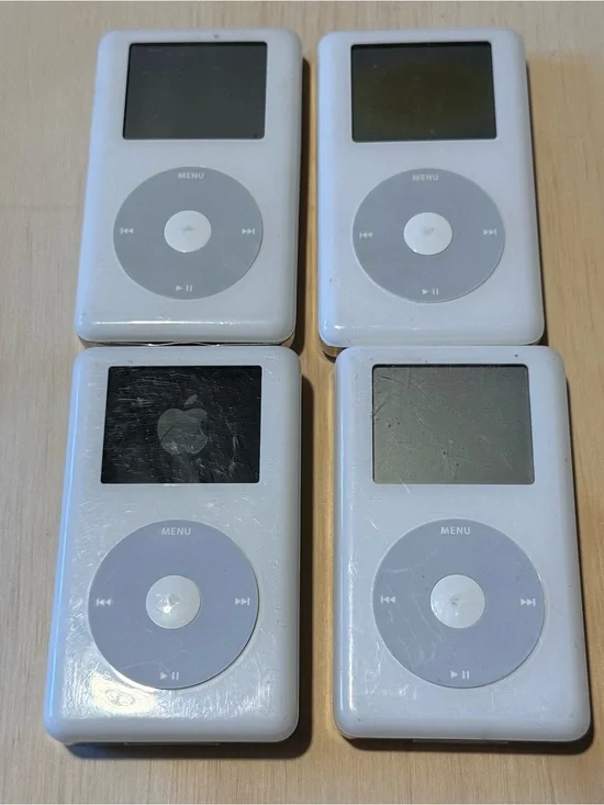 Lot Of 4 Apple iPod Model-A1059/1099 20-60GB BROKEN White For Parts/Repair Read