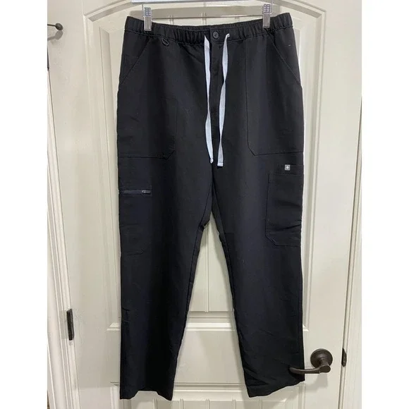 Figs Men's Cario Cargo Black Scrub Pants Size L/S Medical Nursing Healthcare