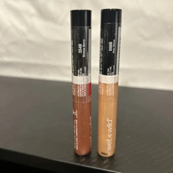 Wet n Wild MegaSlicks Lip Gloss, Bronze Berry 554B &‎ Sun Glaze 556B 0.19 oz