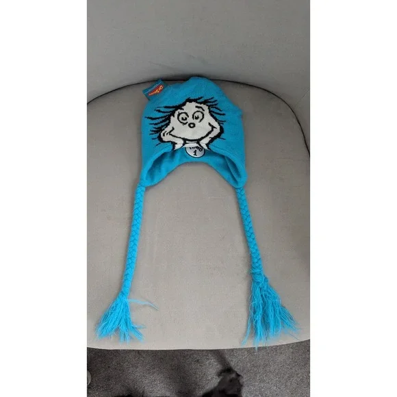 Dr. Seuss Thing 1 & Thing 2‎ Reversible Knit Kids Blue Hat Classroom Prop
