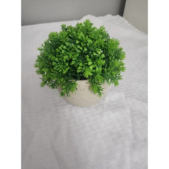 Artificial Mini Potted Plant Faux Greenery in Speckled Stone Ceramic Pot Decor