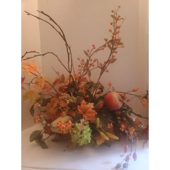 Large Autumn Artificial Table Centerpiece -Fruit Flowers & Leaves 22