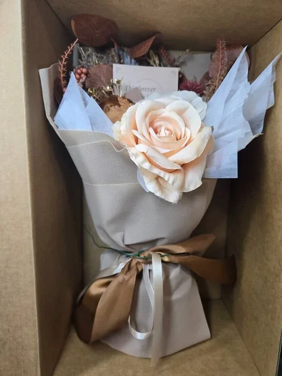 Tinge Time Preserved Flower Bouquet, Nude and Pale Coffee Preserved Flowers