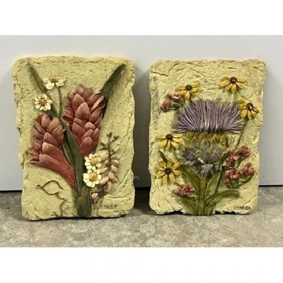 Cheri Blum 3D Resin Plaques - Two - Ginger &‎ Cynara - Cottagecore / Floral