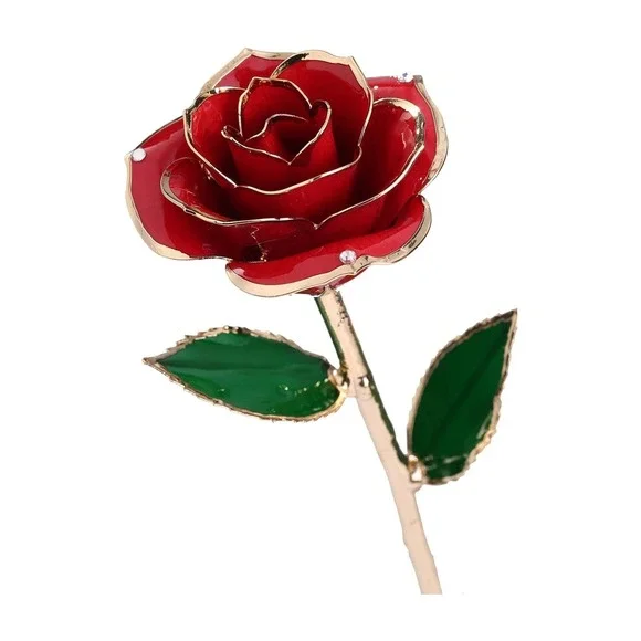 DSKENU 24K Gold Plated Resin Preserved Real Red‎ Eternal Rose Gift Box Set