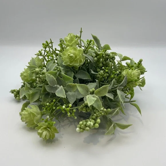 NEW Heritage Home Cottage 8 in Summer Psalm Green Artificial Floral Half Sphere