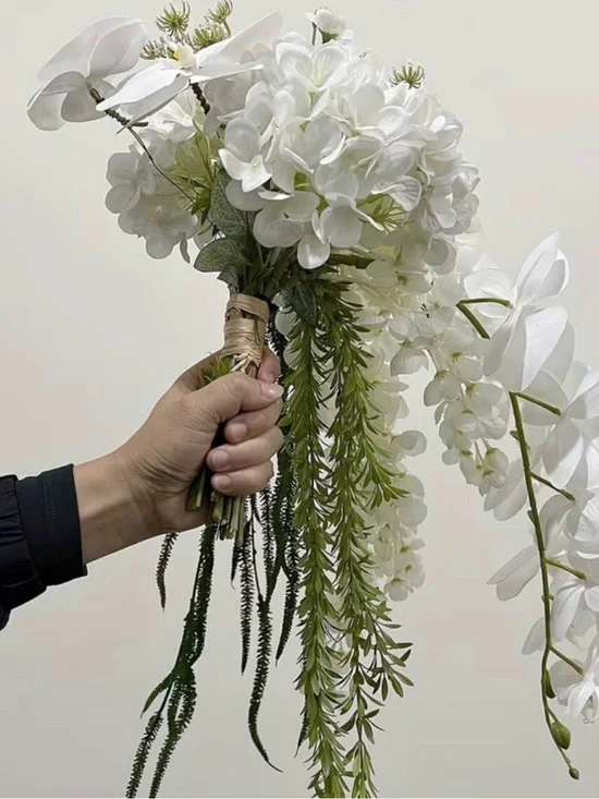 Elegant White Faux Hydrangea & Orchid Bouquet - Home Accents
