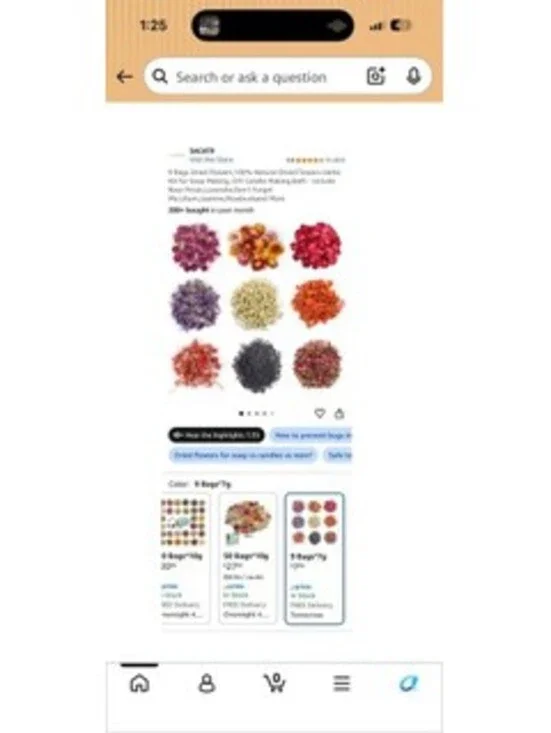 SACATA Dried Flowers for Soap and Candle Making 9 Bags 7g Each