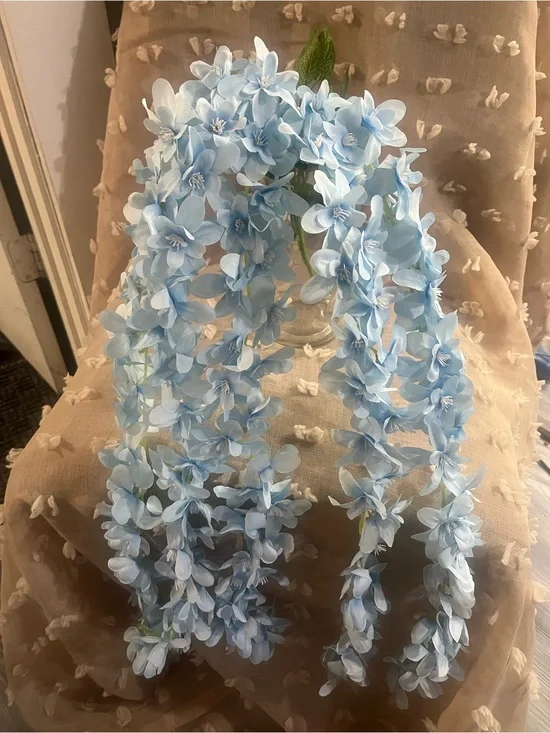 Artificial Hanging Wisteria Spray - Light Blue