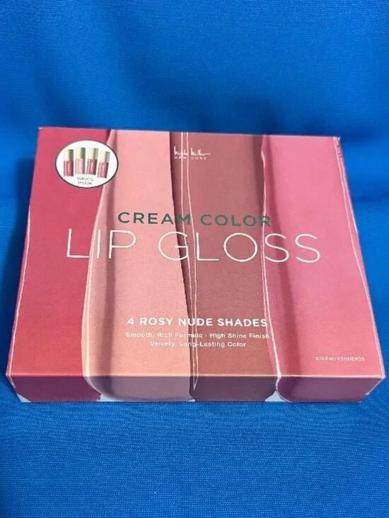 NICOLE MILLER NEW YORK 4 PACK ROSY NUDE HIGH SHINE SHADES CREAM COLOR LIP GLOSS