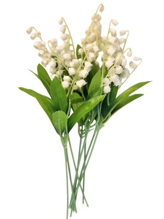 Artificial Lily Of The Valley Flowers 8 Stem Bunch Faux White Floral Bouquet Rea