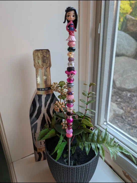 Hand Made Fairy Wand/Plant/Garden Stake W/Mulan Figurine Topper 🧚