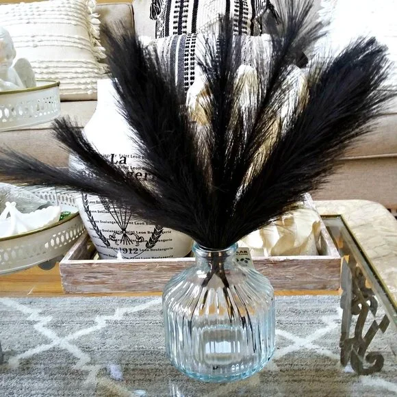 NEW! BLACK Pampas FLORAL DECOR Arrangement MINIMALIST