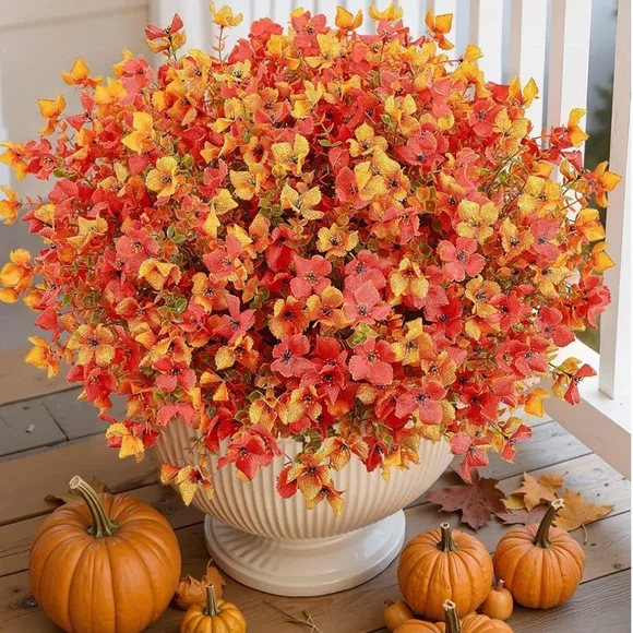 Vibrant Autumn Faux Floral Arrangement 2 Bunches silk Thanksgiving table perfect