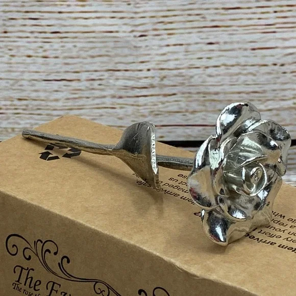 The Everlasting Rose‎ Anniversary Silver Realistic Rose New