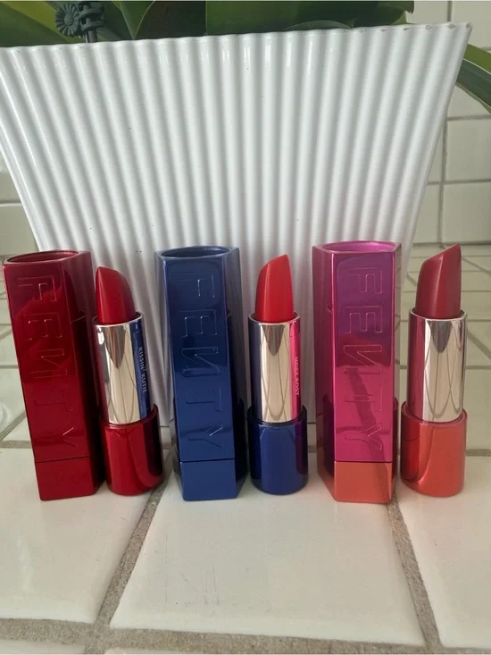 BUNDLE , FENTY BEAUTY Lipstick Trio — Red, Bright Red, Raspberry Pink