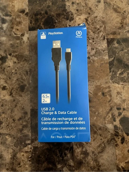 PlayStation 4 Power A 6.5ft/2m Charging & Data Cable *Open Box *FOR PS4 New