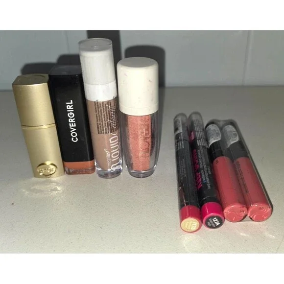 Lot of 8 Lipstick Powder Stick Liquid Pink Neutral Covergirl Flower Wet N Wild