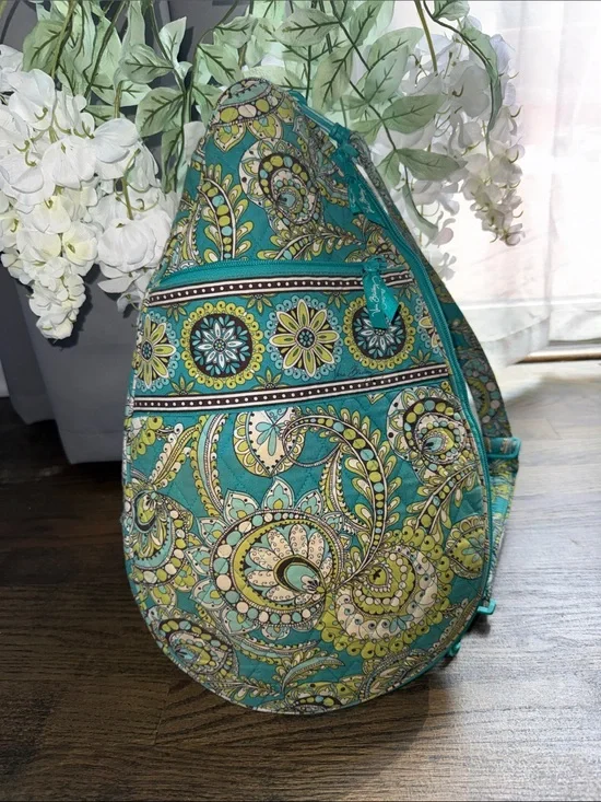 Vera Bradley tennis bag Teal and Lime Paisley Sling Bag