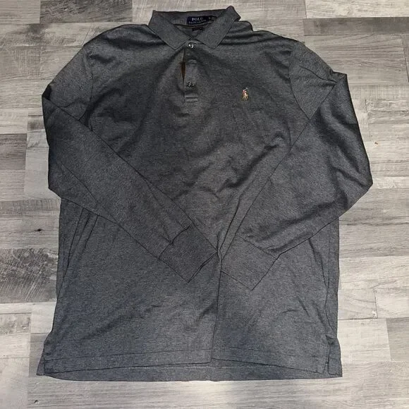 Ralph Lauren Charcoal Polo Long Sleeve  Shirt for Men size XL