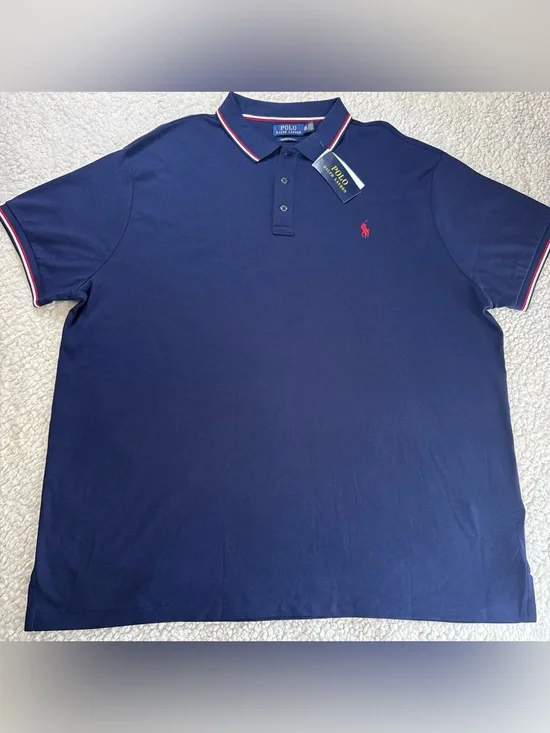 Polo by Ralph Lauren Men's Navy Short-Sleeve Signature Polo XXL Slim Fit NWT