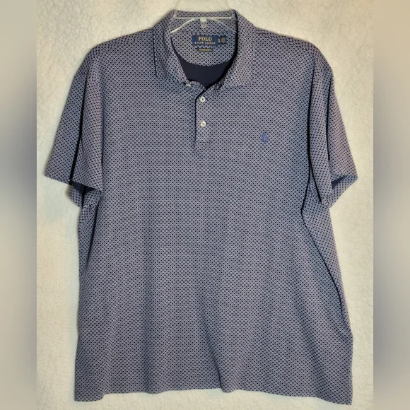 Ralph Lauren Men's Blue Geometric Polo Shirt Size XL