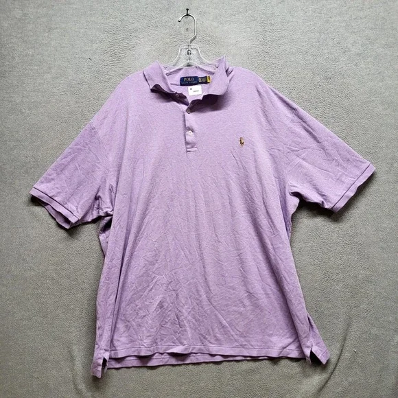 Polo Ralph Lauren Men Polo Shirt 3XLT Purple‎ Logo Flesh Pony Short Sleeve