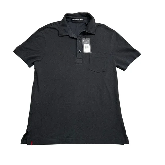 Ralph Lauren Denim Polo Shirt Mens Small Black Pima Cotton Short Sleeve NWT