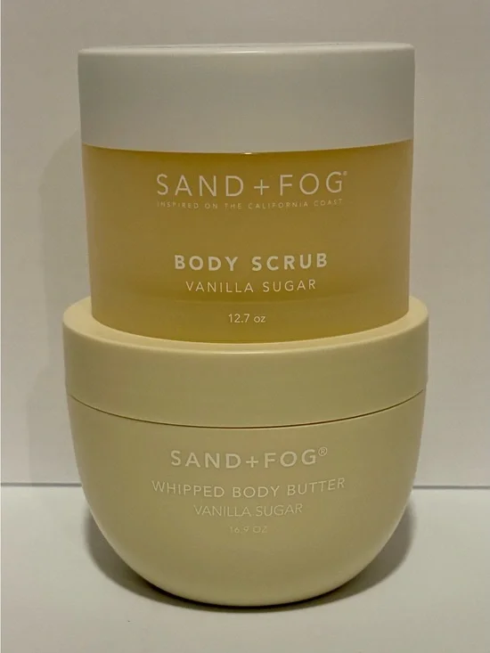 SAND+FOG Vanilla Sugar Body Scrub 12.7 oz + Whipped Body Butter 16.9 oz- Set