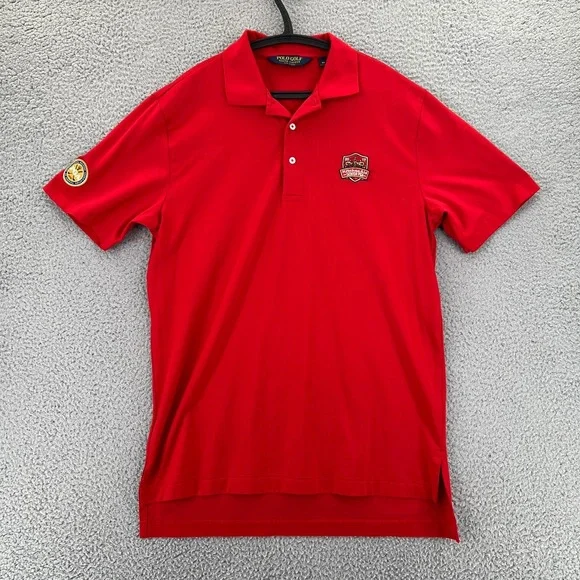 POLO GOLF Ralph Lauren Polo Shirt Men Medium Red Kitchen‎ Aid Senior PGA Logo