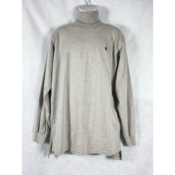Vintage Polo Ralph Lauren Mens Turtleneck Shirt Large Gray Long Sleeve Old Money
