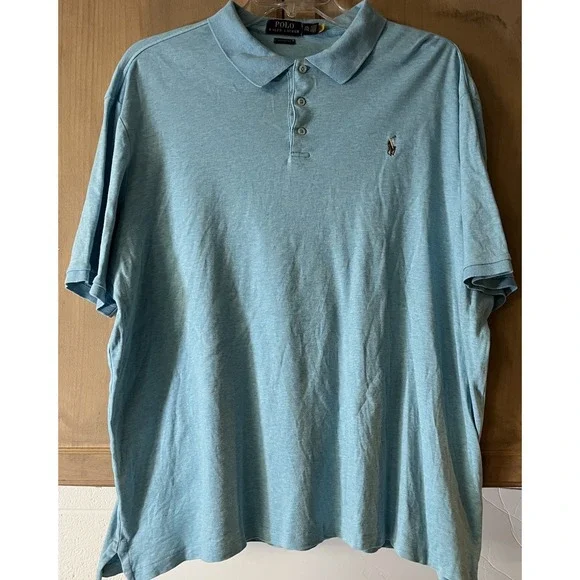 POLO‎ RALPH LAUREN Light Blue SS Polo Shirt Size XXL