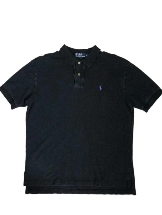 Polo Ralph Lauren Vintage Polo Shirt Mens Size L Black Purple Pony Old Money